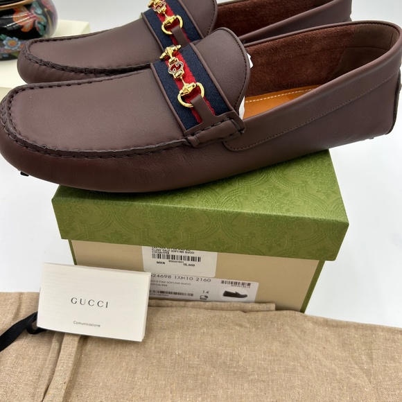 Men’s Gucci interlocking G leather Driver loafers size 14 made in Italy - Picture 5 of 11